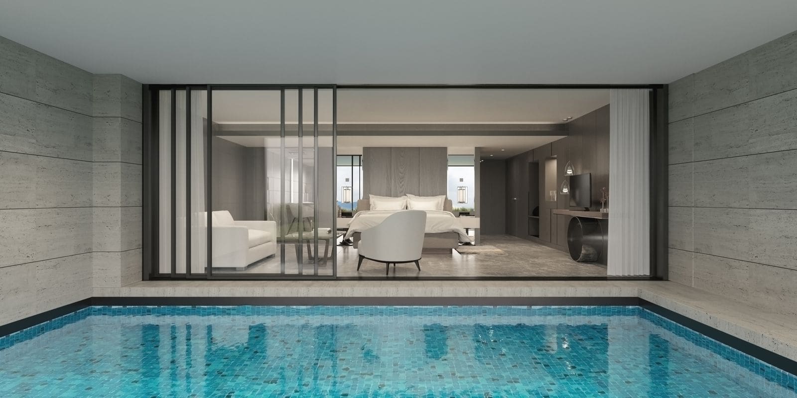 Indoor pool inside a modern luxury suite
